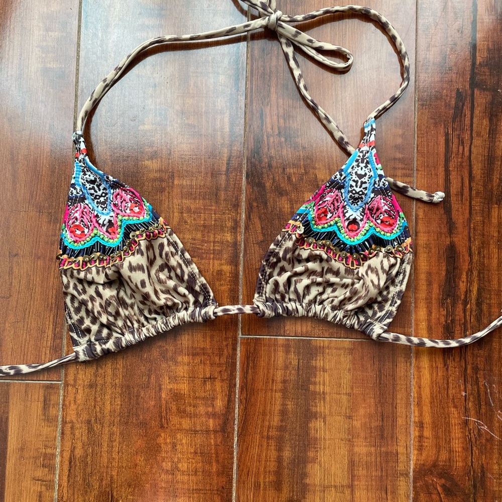 NWOT PILYQ Animal Print Beaded Bikini S 🐆 - Picture 3 of 5